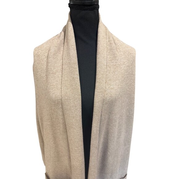 Long Beige Soft Open Front Cardigan Pockets XL Maxsport Womens Knitwear Office - Picture 5 of 12